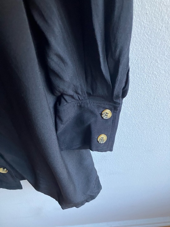 & Other Stories Black Flowy Long Sleeve Shirtdress Size 8 Mini Boho Minimalist - Picture 7 of 11